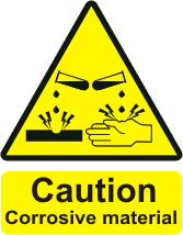 Caution Corrosive substance Health & Safety sign   