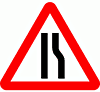 DOT No 517   Road Narrows on right ahead  safety sign