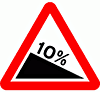 DOT No 523.1   10% Steep hill downwards  safety sign