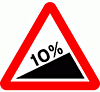 DOT No 523.1  10% Steep hill upwards  safety sign