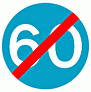 DOT No 673  Minimum Speed 60mph ends  safety sign