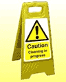 Caution cleaning in progress freestanding sign  safety sign