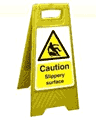 Caution slippery surface freestanding sign  safety sign
