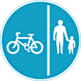 DOT No 957-R Seperate Route For Cyclists and Pedestrians  safety sign