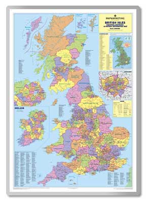 Giant British Isles Counties, Districts & Unitary Authorities Map  safety sign
