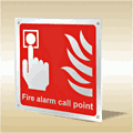Brushed aluminium fire alarm call point sign  safety sign