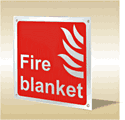Brushed aluminium fire blanket sign  safety sign