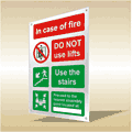 Brushed aluminium in case of fire  safety sign