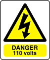 Danger 110 volts sign  safety sign