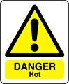 Danger hot  safety sign
