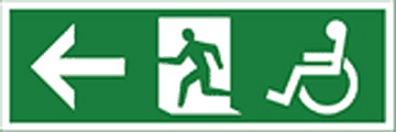 Disabled fire exit arrow left  safety sign