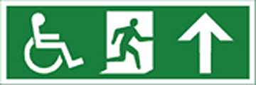 Disabled fire exit arrow up  safety sign
