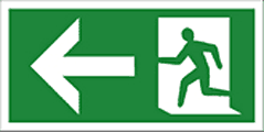 Fire exit arrow left sign  safety sign