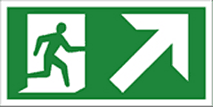 Fire exit arrow up right sign  safety sign