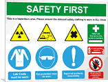 Lab multisign radiation  safety sign
