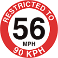 Restricted-to-56-mph  safety sign