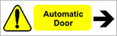 caution automatic door right  safety sign