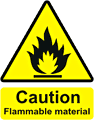 Caution Flammable Material  safety sign