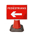 600x450mm Pedestrians with Arrow Left - 7018  safety sign