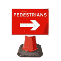 600x450mm Pedestrians with Arrow Right - 7018  safety sign
