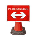600x450mm Pedestrians C/W Movable Arrow - 7018  safety sign