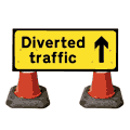 1050x450mm Diverted Traffic with Arrow Straight on - 2703  safety sign