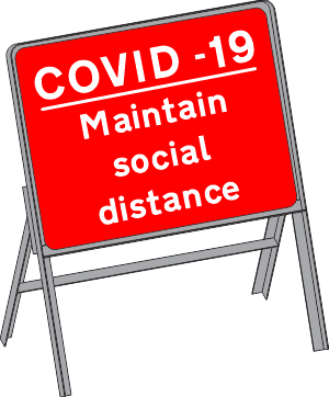Covid 19 Maintain Social Distancing Stanchion Sign  safety sign