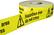 Hazardous area barrier tape  safety sign