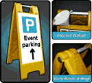 Large A-Board Event Parking Ahead  safety sign
