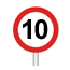 10mph speed limit sign on post