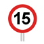 15mph speed limit sign on post
