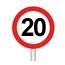 20mph speed limit sign on post