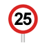 25mph speed limit sign on post