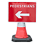 600x450mm Cone Sign Pedestrians Arrow Left