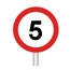 5mph speed limit sign on post