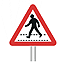 Aluminium pedestrian crossing sign on post