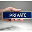 Blue acrylic private sign