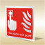 Brushed aluminium fire alarm call point sign