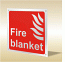 Brushed aluminium fire blanket sign