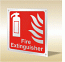 Brushed aluminium fire extinguisher sign