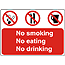 No smoking eating drinking sign