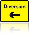 Temporary Road Signs :: Yellow Diversion Signs :: Diversion arrow right
