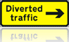 Temporary Road Signs :: Yellow Diversion Signs :: Diverted traffic arrow right