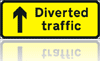 Temporary Road Signs :: Yellow Diversion Signs :: Diverted traffic arrow ahead
