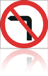 Temporary Road Signs :: Square Plate Circular Signs :: 612 No left turn