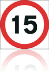 Temporary Road Signs :: Square Plate Circular Signs :: 670 15mph