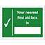first aid box location sign