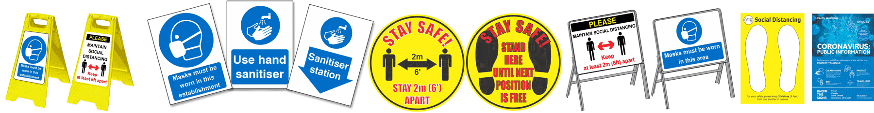 Coronavirus Covid 19 Safety Signs and Social Distancing Signs