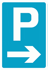 DOT No 2501 Parking arrow right Official Department of Transport Category: Direction to Parking Places / Official schedule number: 7 VI