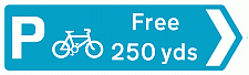 DOT No 2604  Parking for Cycles X yards Official Department of Transport Category: Direction for Cyclists / Official schedule number: 7 VII
